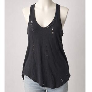 Express Womens Tank Top Black Distressed Racerback Edgy XS